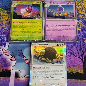Stellar Crown Prerelease Pokemon Promo Set Sealed Packs Bouffalant Drifblim Ledi